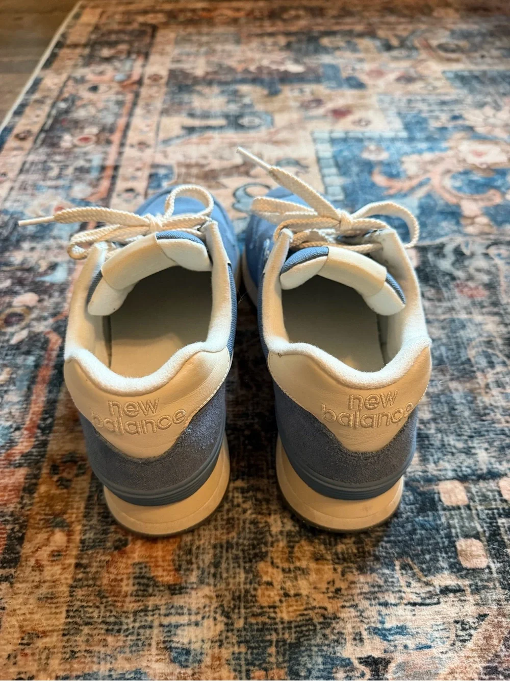 New Balance Blue and Cream Low-Top Sneakers